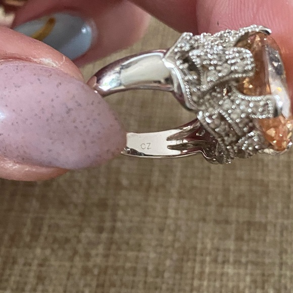 Brand New 925 Sterling Silver ESPO Champagne & White C Z Ring Size 7